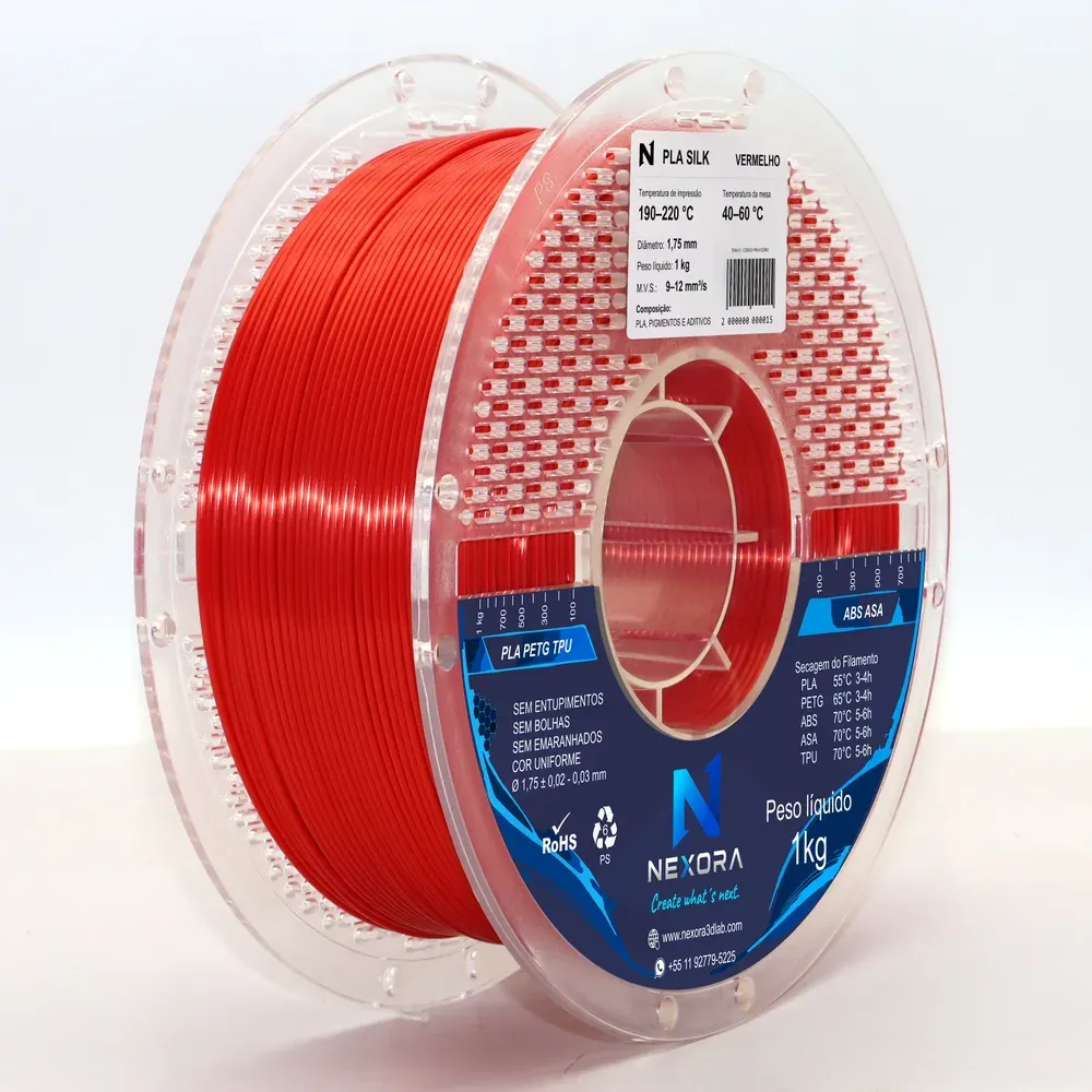 PLA Silk na cor Vermelho
